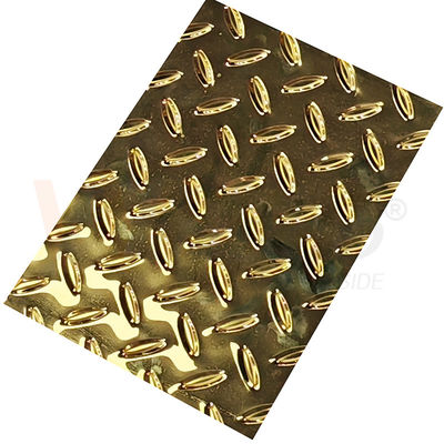গুণ  Rice Grain Diamond Embossed Stainless Steel Sheet Anti Skid Plate With Titanium Gold Color কারখানা