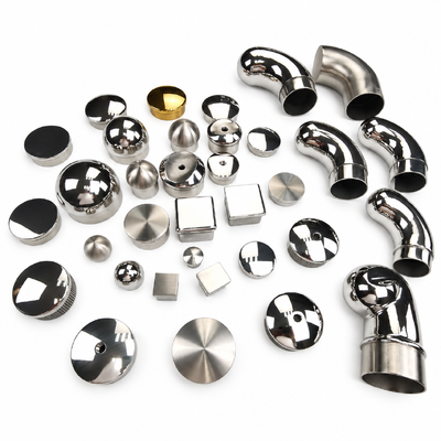 গুণ  SUS 201 304 316 Stainless Steel Round and Square Tube End Caps for Handrails কারখানা
