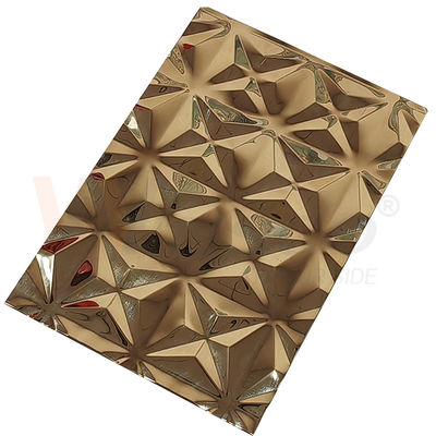 আলংকারিক 5x10 টাইটানিয়াম গোল্ড মিরর এমবসড ফিনিশড স্টেইনলেস স্টিল শীট