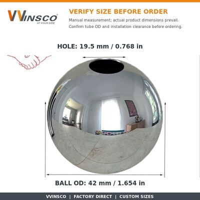 AISI 201 304 SS হ্যান্ড্রেল সজ্জা ফিটিং 51mm 60mm ব্যাসার্ধ স্টেইনলেস স্টীল 19mm বৃত্তাকার পাইপ জন্য খালি বল