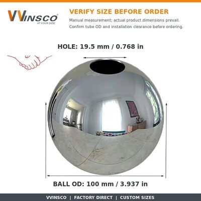 AISI 201 304 SS হ্যান্ড্রেল সজ্জা ফিটিং 51mm 60mm ব্যাসার্ধ স্টেইনলেস স্টীল 19mm বৃত্তাকার পাইপ জন্য খালি বল